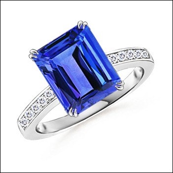 Product of the Week: Emerald-cut Tanzanite and Diamond Ring | Angara ...