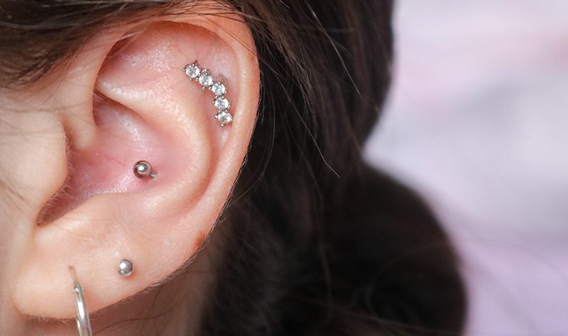 Hidden Helix Flat Back Stud Earring, Cartilage Piercing Jewelry, Chain  Dangle